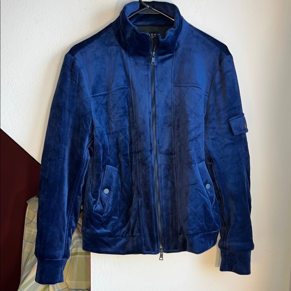 Laundry By Shelli Segal Cropped Navy Velvet Jacket M